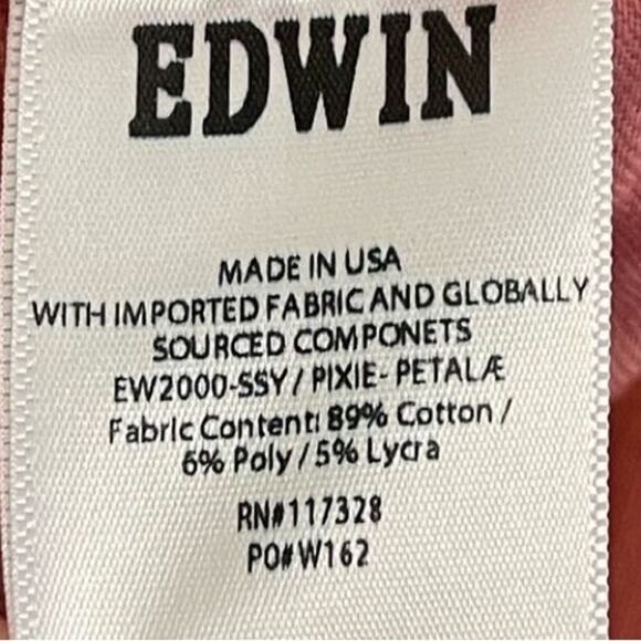 EDWIN ANTHROPOLOGIE Women’s Pixie 9” Jeans in the Size 25 in Petal Pink Color - Picture 6 of 9